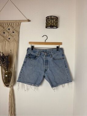 Levi's Light Blue High-Rise Cutoff Denim Shorts